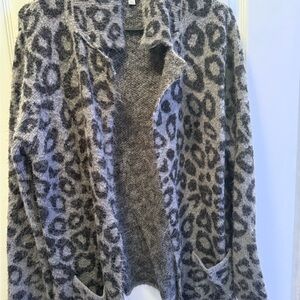 Joseph A Gray and Black Animal Print Cardigan